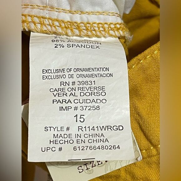 Rewind Mustard Yellow Pants. Size 15 - Picture 5 of 7